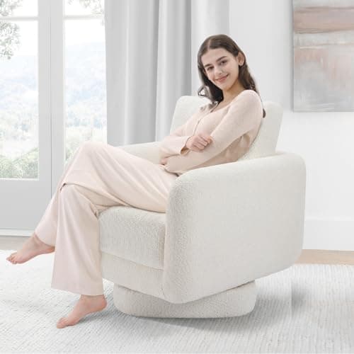 COLAMY Swivel Accent Chair - White, Living Room Essential