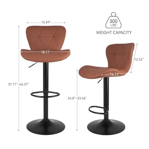 Set of 4 Modern Faux Leather Swivel Bar Stools for Kitchen Island