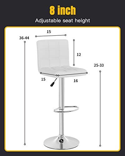 BestOffice Modern Swivel Bar Stool Set of 2 Adjustable Height Kitchen Chairs