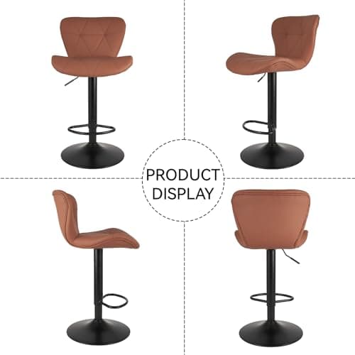 Set of 4 Modern Faux Leather Swivel Bar Stools for Kitchen Island