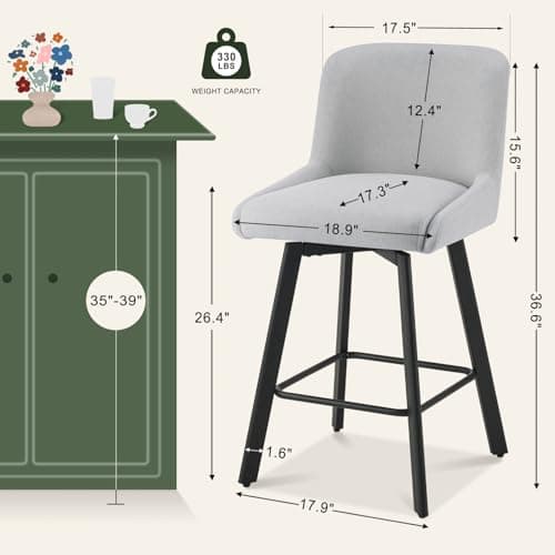 4-Piece 26''H Brown Faux Leather Bar Stool Set with Back