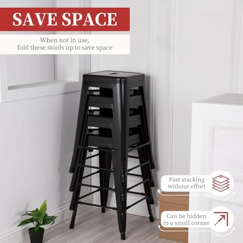 FDW Black Counter Height Bar Stool Set of 4 (24")
