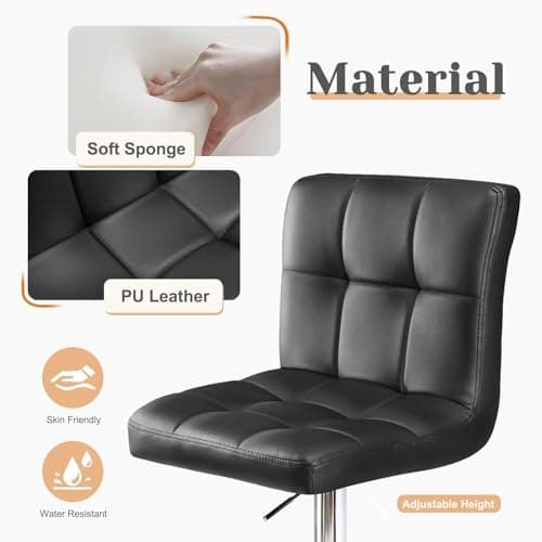 4 Pack PU Leather Swivel Bar Stools, Kitchen Counter Height, Armless Hydraulic Backrest