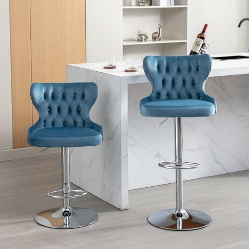 Modern Swivel Bar Stools Set of 2, Adjustable Height with Back and Footrest in Gray PU Leather