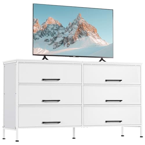 Rustic Brown Wood Grain Dresser with 6 Drawers and TV Stand for 50 TV