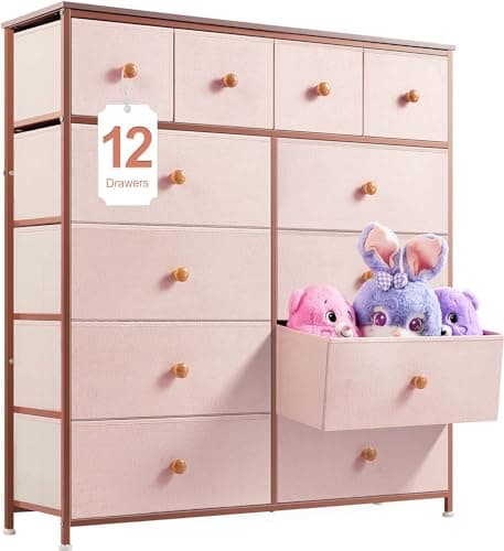 EnHomee Black Dresser for Bedroom with 12 Drawers, 40.7 W x 43.8 H, Fabric Storage