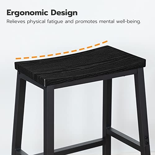 HOOBRO Black 23.6" Saddle Bar Stool Set BB02MD01