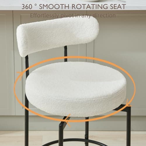 AODAILIHB Sherpa White Tall Kitchen Bar Stool Set (Set of 2)