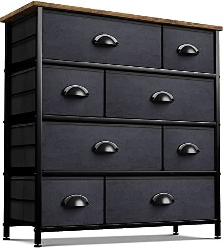 Sorbus Dark Grey Dresser with 8 Drawers for Bedroom Storage