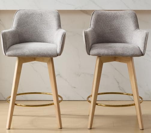ONEVOG Counter Height Bar Stools Set of 2, Modern Swivel Grey
