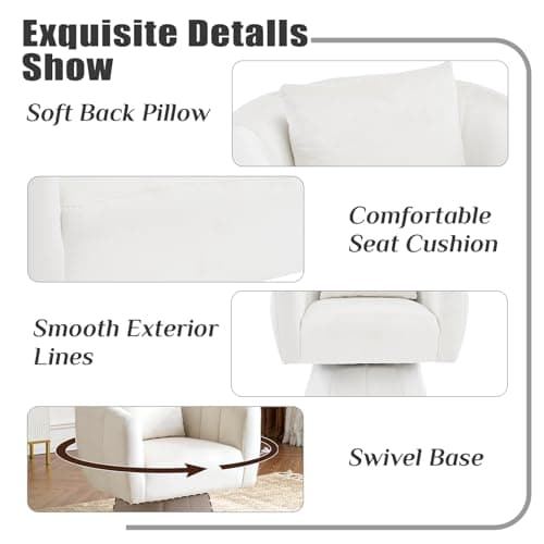 360° Swivel Velvet Barrel Chair, Fluffy Cushioned, Comfortable Home Accent