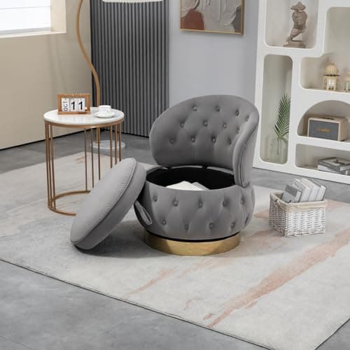 Velvet Swivel Accent Chair with Storage