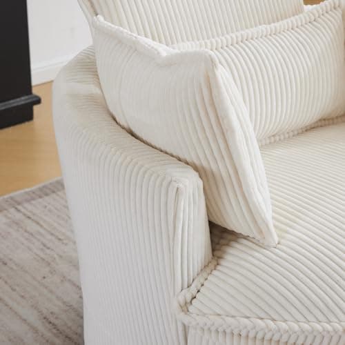 Karl Home Grey Corduroy Swivel Lounge Chair with 3 Pillows