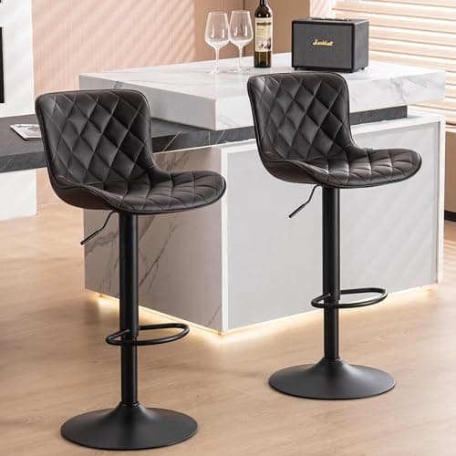 YOUNUOKE Counter Height Swivel Bar Stools, Light Grey Faux Leather, Set of 2