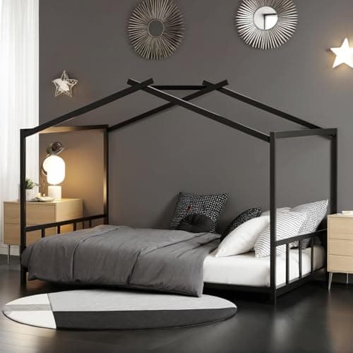 Montessori Floor Bed for Kids with Roof Design and Easy Assembly