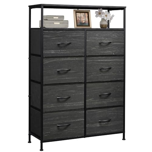 WLIVE Light Grey Tall Dresser with 8 Drawers & Fabric_bins