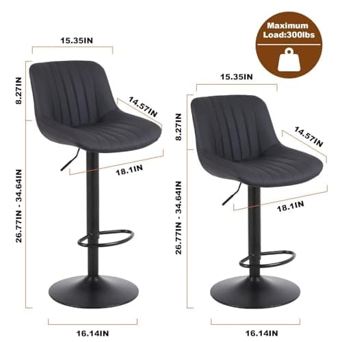 Modern Swivel Bar Stools Set of 4 for Kitchen Island - Black