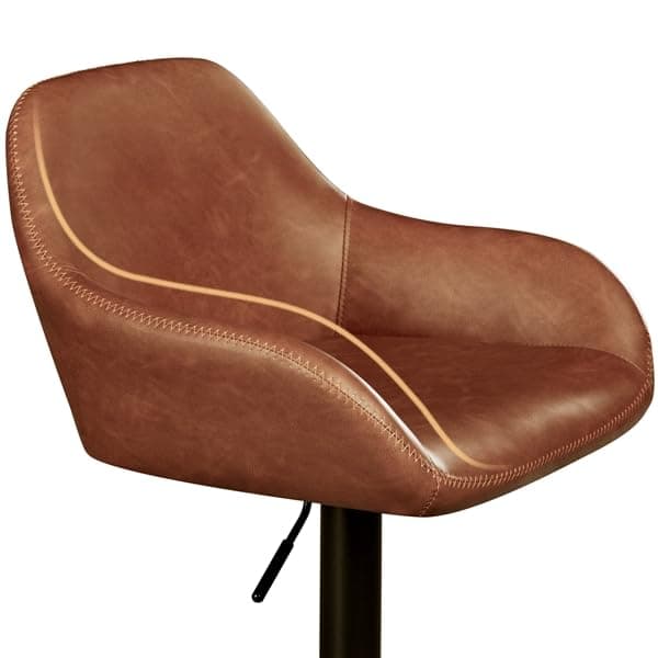 Yaheetech Brown PU Leather Swivel Bar Stool Set, Counter Height, 4 Pack