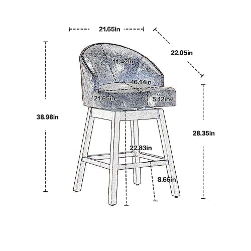 Swivel Counter Stools Set of 2 with PU Leather and Nailheads Trim