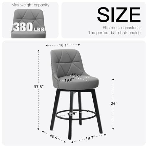 26 Inch Faux Leather Counter Height Bar Stools with Round Footrest