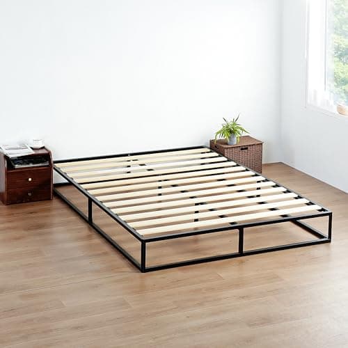 Olee Sleep Black Full Size Modern Metal Platform Bed Frame