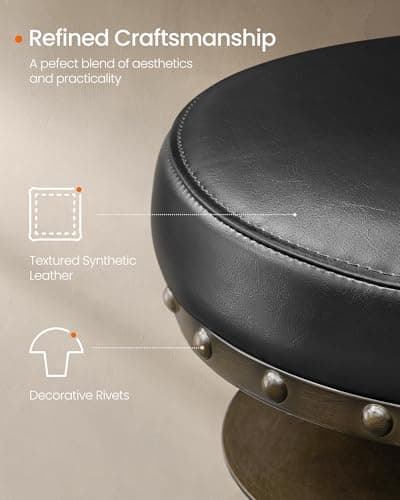 SONGMICS Steampunk Counter Stool, Set of 2, Adjustable Height, Ink Black