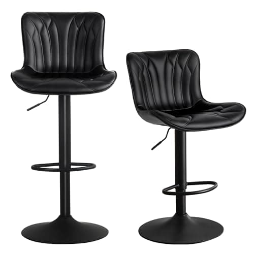 YOUNUOKE Counter Height Swivel Bar Stools, Light Grey Faux Leather, Set of 2