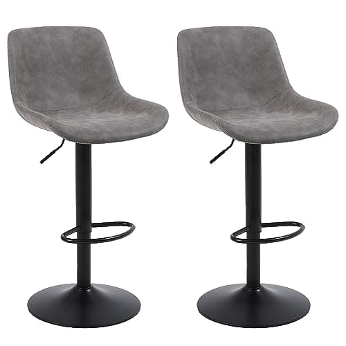 2-Piece Swivel Bar Stool Set, Counter Height with Back, Modern PU Leather Chair
