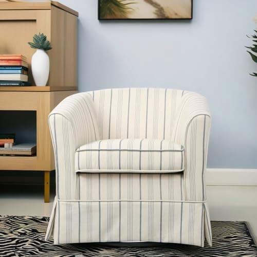 Christopher Knight Home Beige/Blue Stripe 360-Degree Swivel Club Chair