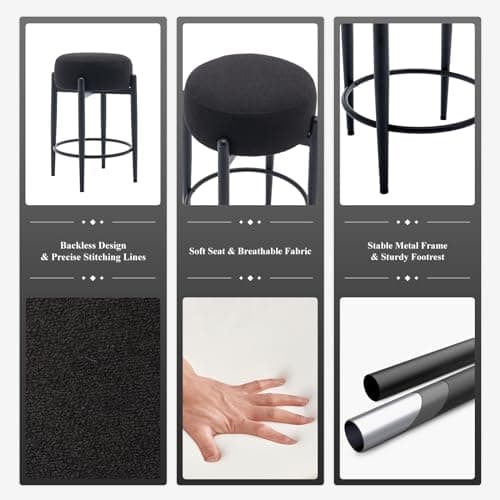COLAMYModernBarStoolsSetof2,24"CounterHeightBlackBase