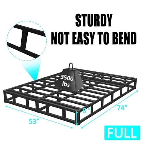 Full Size 6 Inch Bed Frame with Round Corners, Low Profile Metal Platform