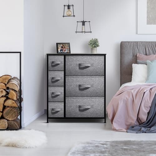 Sorbus 7-Drawer Dresser with Steel Frame & Wood Top