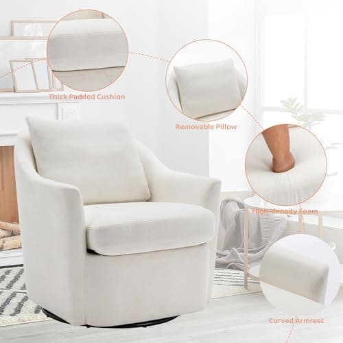 Modern Cream Swivel Accent Chair - Ideal for Living Room, Nursery, or Bedroom