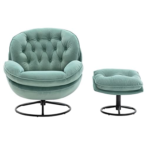 Velvet Swivel Accent Chair with Ottoman Set