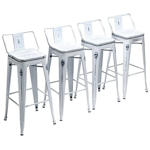 Yongchuang Matte Black Bar Stool Set of 4, 26 Inch Kitchen Counter Height