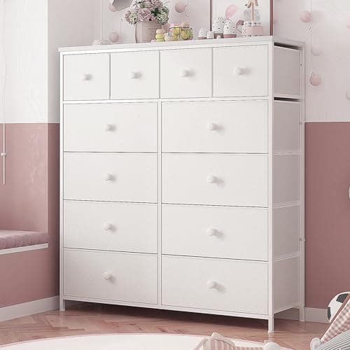 EnHomee Black Dresser for Bedroom with 12 Drawers, 40.7 W x 43.8 H, Fabric Storage
