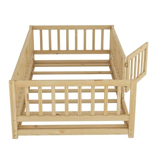 Montessori Safety Bed with Door & Slats for Twin Size Boys Girls