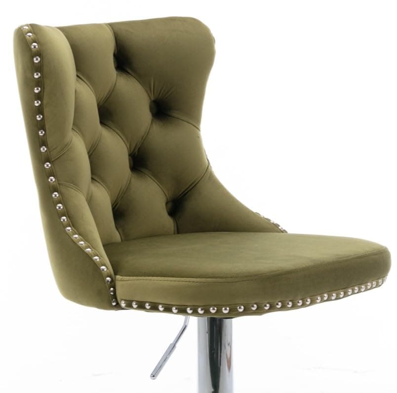 Modern Black Velvet Bar Stool Set with High Back & Nailheads Trim for Home Bar & Kitchen Island