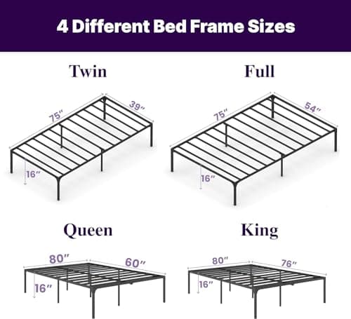 NapQueen 12 Inch Queen Charcoal Memory Foam Mattress & Heavy Duty Bed Frame