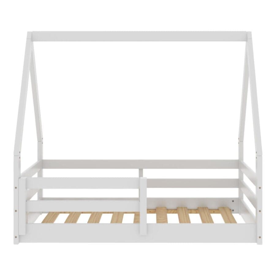 Toddler Size Montessori House Bed, Solid Pine Wood, White