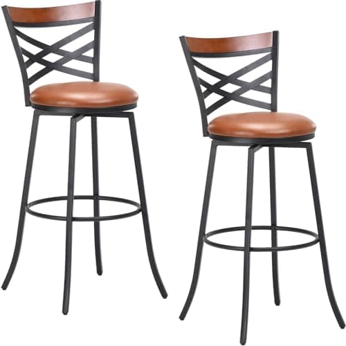 Mid Century Modern Swivel Bar Stools Set of 2,Black Counter Height Chairs