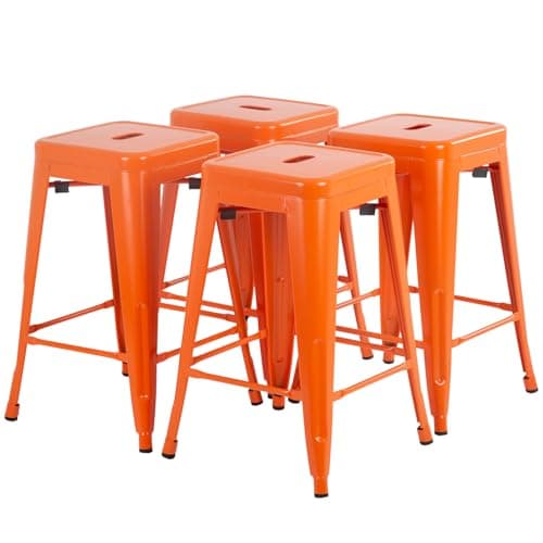 FDW Black Counter Height Bar Stool Set of 4 (24")
