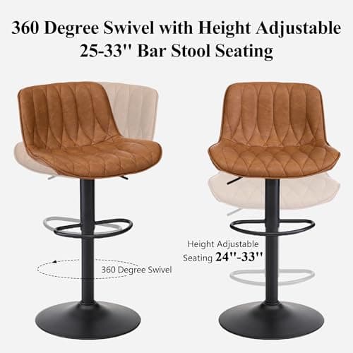 Brown Counter Height Adjustable Bar Stool Set (25"-33", 4PCS)