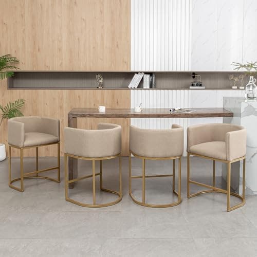 25" Modern Bar Stool Set with Back, Black Metal Frames, Kitchen Island Chairs