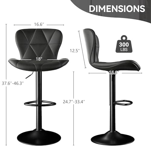 Set of 4 Adjustable Swivel Bar Stools in Black for Kitchen Island