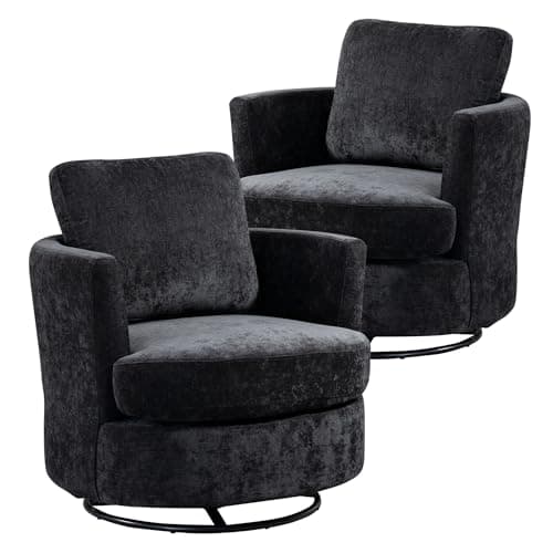 31.9" Swivel Chenille Chair, Light Blue, Modern Living Room