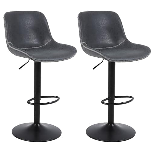 2-Piece Swivel Bar Stool Set, Counter Height with Back, Modern PU Leather Chair