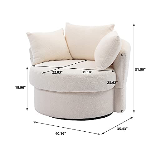 i-POOK Swivel Barrel Chair with Pillows, Modern Leisure Accent Chair for Living Room