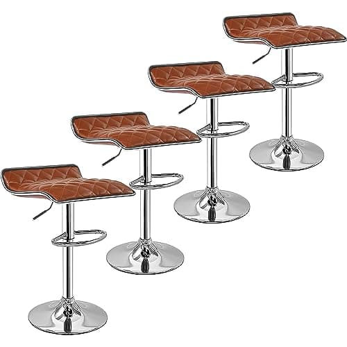 VECELO Adjustable Bar Stool Set, 4 Pack, Kitchen Counter Height
