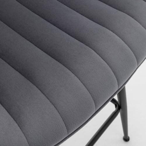 Modern Velvet Bar Stools, Grey with Black Legs, Set of 2 for Kitchen Island.